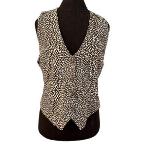Vintage Natty Brand Animal Print Vest Novelty Buttons Medium